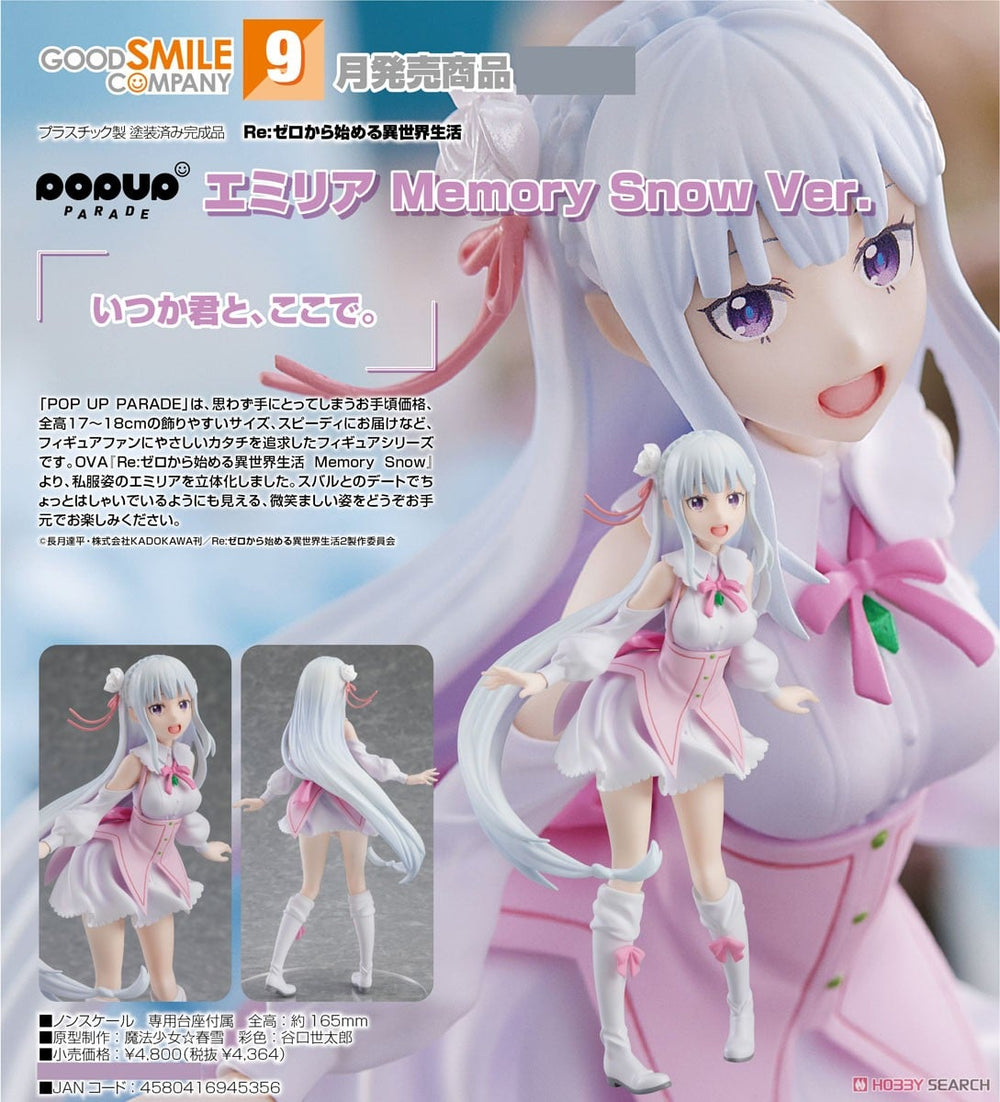PREORDER Pop Up Parade Re:ZERO Starting Life in Another World Emilia Memory Snow Ver.