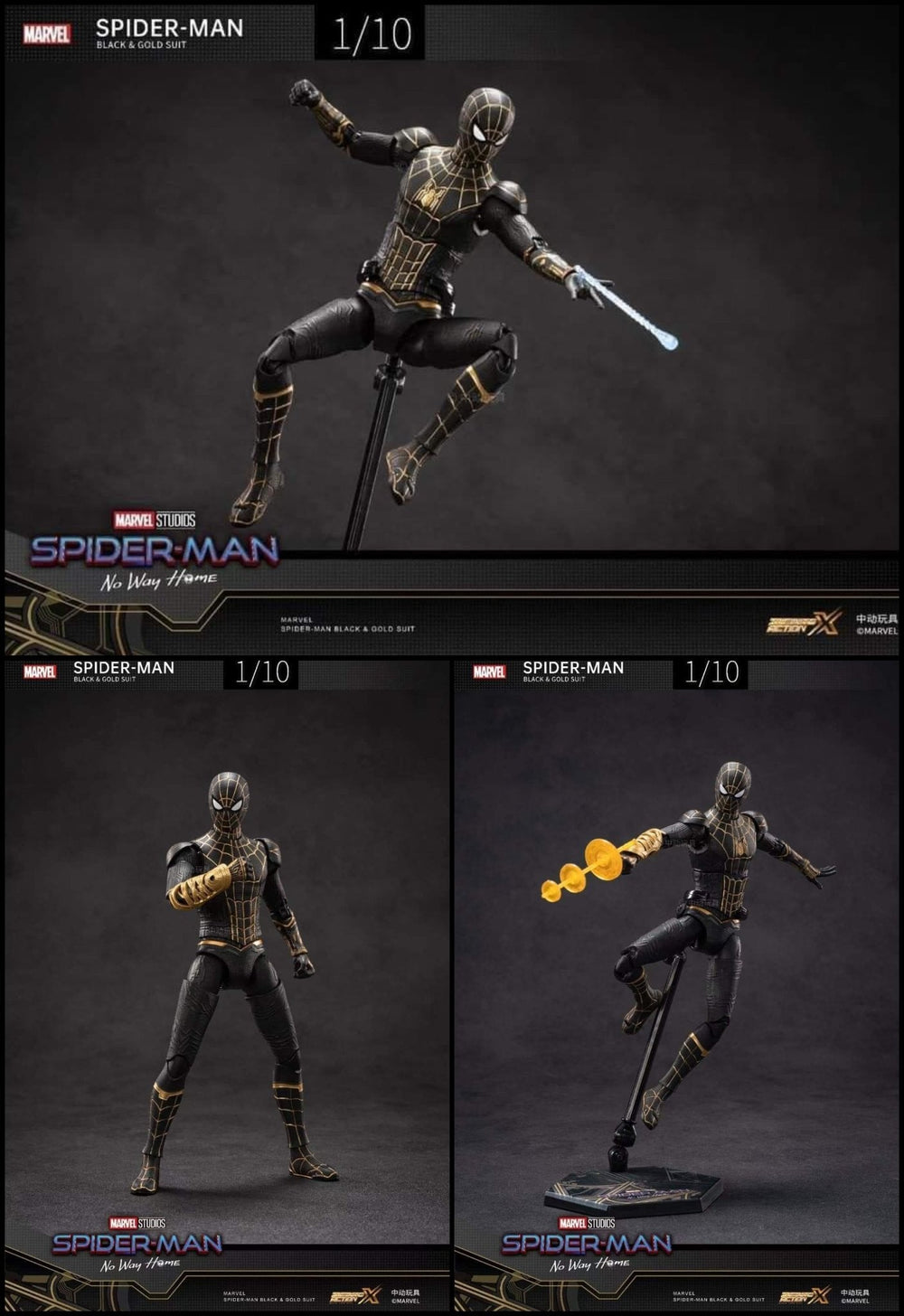 PREORDER Infinite Action X 1/10 Scale Spider Man Black & Gold Suit